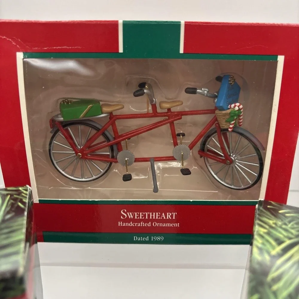 Vtg~Hallmark Ornaments~Santa's Antique Car/Festive Surrey/Sweetheart Bike for 2